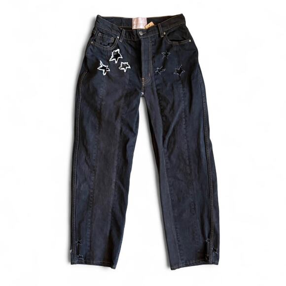 Revice Star Cutout Black Jeans Button Fly High Rise 28 Made in USA - Picture 1 of 8